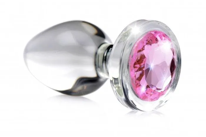 Male Sex Toys XR Brands Booty Sparks Pink Gem Glass Anal Plug Small