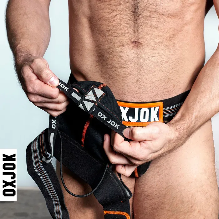 OXJok Slingjock Upthrust SliderStrap Jock Black Iron Medium Anal