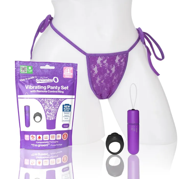 Screaming O Female Sex Toys Screaming O 4t Vibrating Panty Set With Remote Control Ring Grape