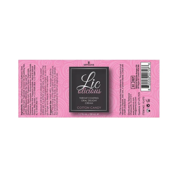 Vibrators Sensuva Lic O Licious Oral Delight Cream 17 oz Bottle