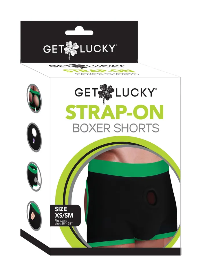 Voodoo Toys Get Lucky Strap on Boxer Shorts XsmallSmall Greenblack Female Sex Toys