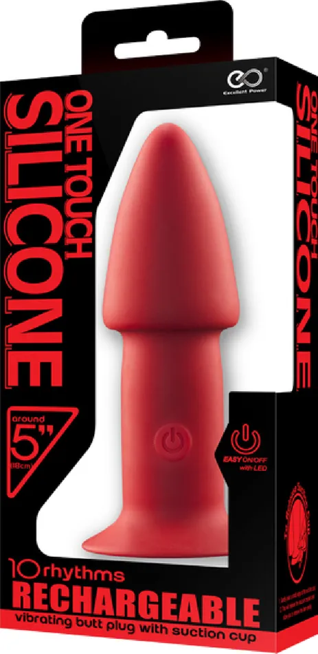 Anal Excellent Power 5 One Touch Silicone Butt Plug Sex Toy Adult Pleasure Red