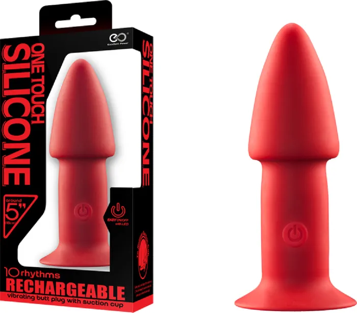 Anal Excellent Power 5 One Touch Silicone Butt Plug Sex Toy Adult Pleasure Red