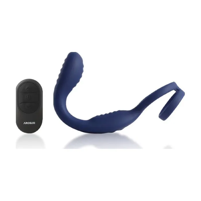 Arosum Male Sex Toys VibraDuo Vibrating Anal Probe and Perineum Stim with Cockring