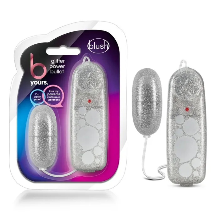 B Yours B Yours Glitter Power Bullet Silver Female Sex Toys