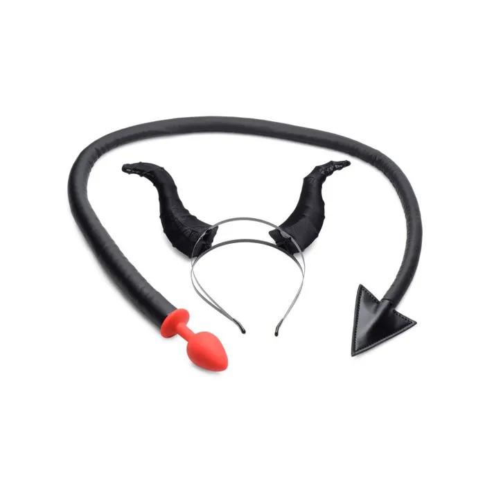 Devil Tail Anal Plug Horn Set Black Tailz Anal