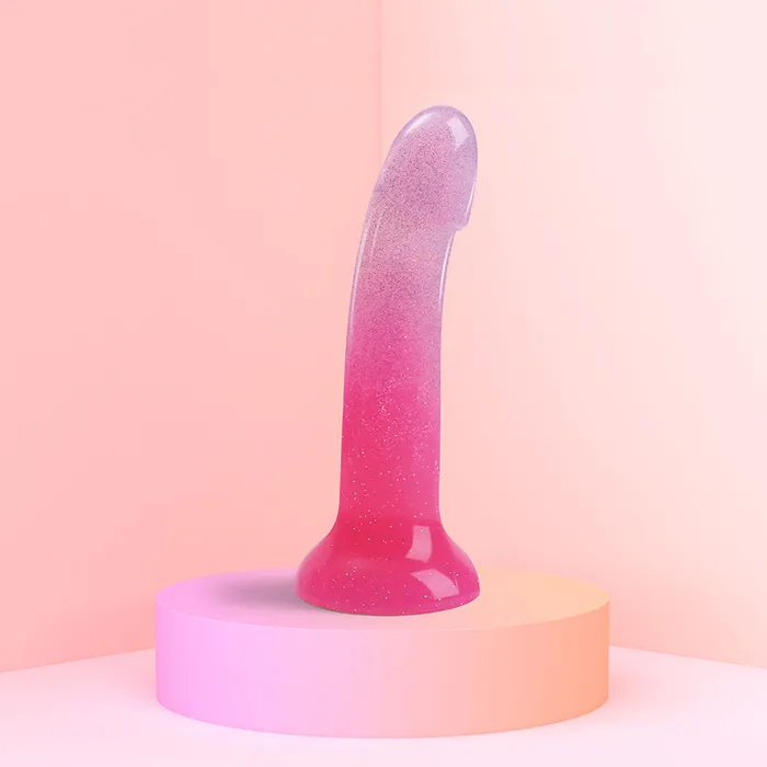 Dildos Love to Love Dildolls Sunrise 6 in Silicone Dildo with Multicolor Star Glitter PinkPurple Love to Love