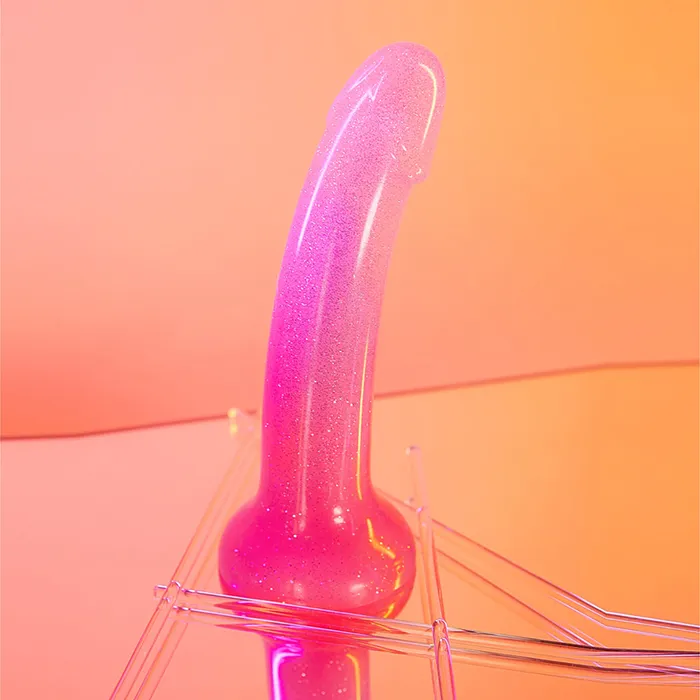 Dildos Love to Love Dildolls Sunrise 6 in Silicone Dildo with Multicolor Star Glitter PinkPurple Love to Love