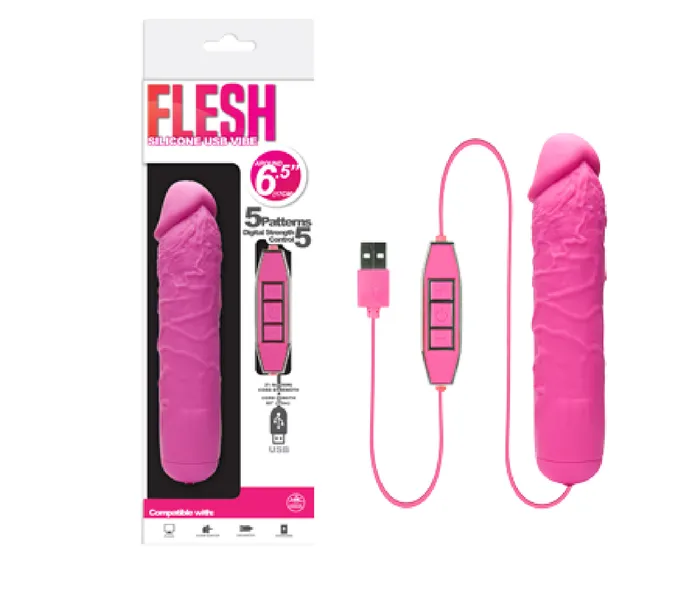 Flesh Silicone USB Vibe Pink Sex Toy Adult Pleasure Nanma Vibrators