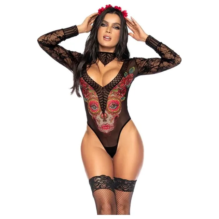 Mapale Teddies And Bodies Catrina Mesh and Floral Lace Bodysuit