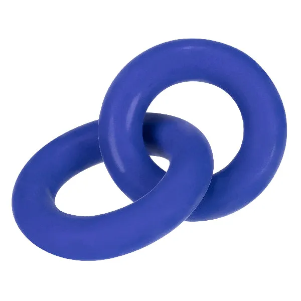 OxBalls Male Sex Toys DUO Linked CockBall Rings by Hunkyjunk Cobalt