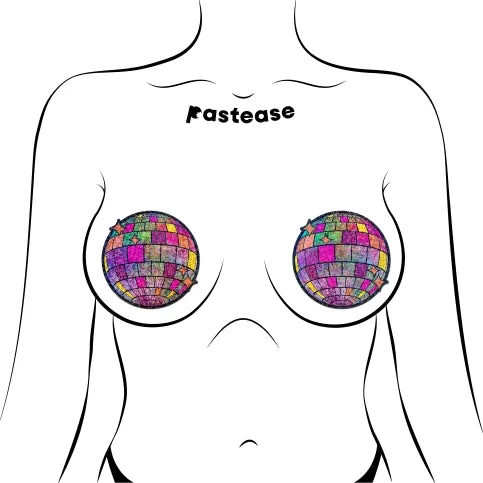 Pastease Male Sex Toys Rainbow Glitter Disco Ball Pasties