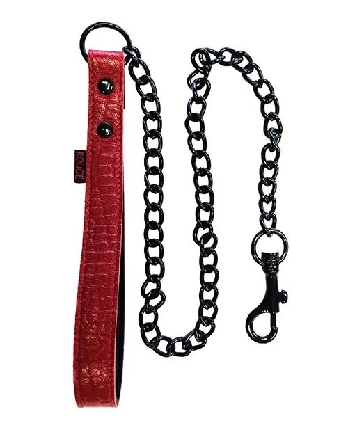 Restraints Leather Handle Dog Chain Rouge