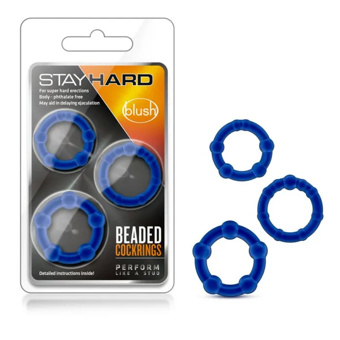 Stay Hard Male Sex Toys Stay Hard Beaded Cock Ring Blue