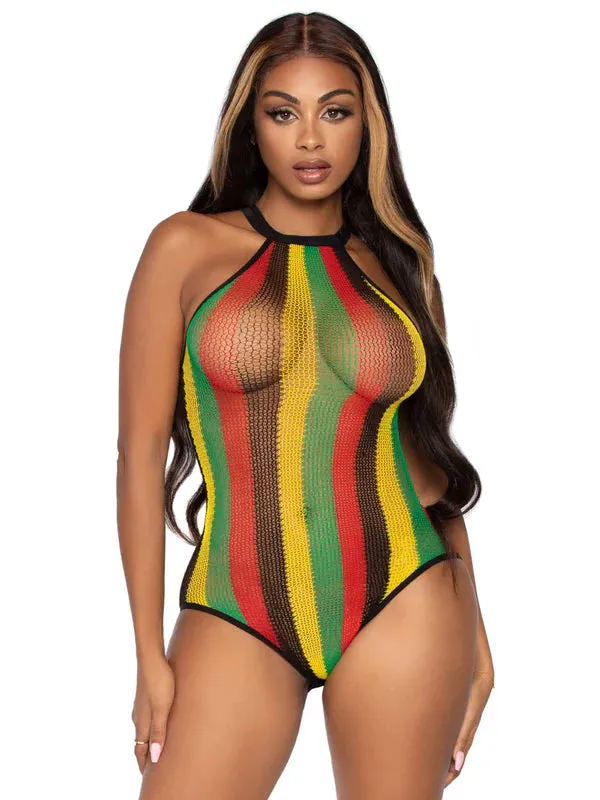 Teddies And Bodies Leg Avenue Rasta Net Racer Back Bodysuit