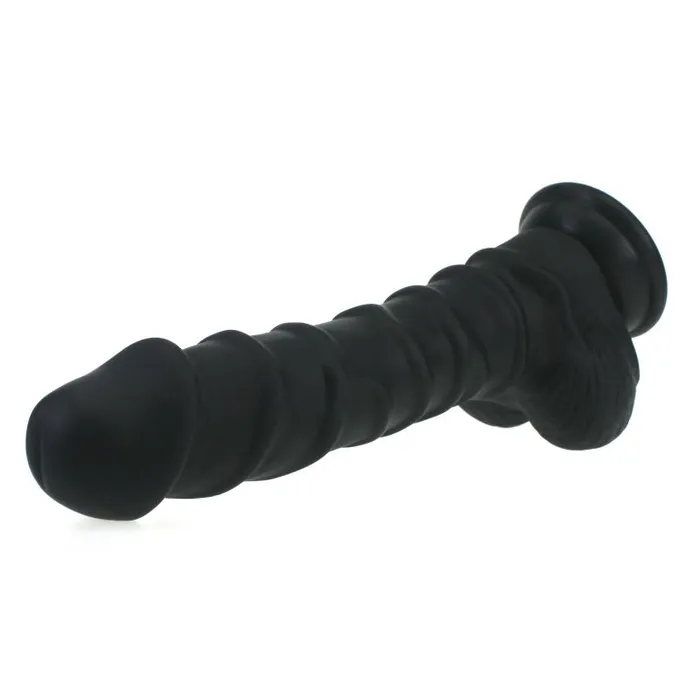 XMEN Dildos Realistic Dildo Ridged Shaft w Balls Black