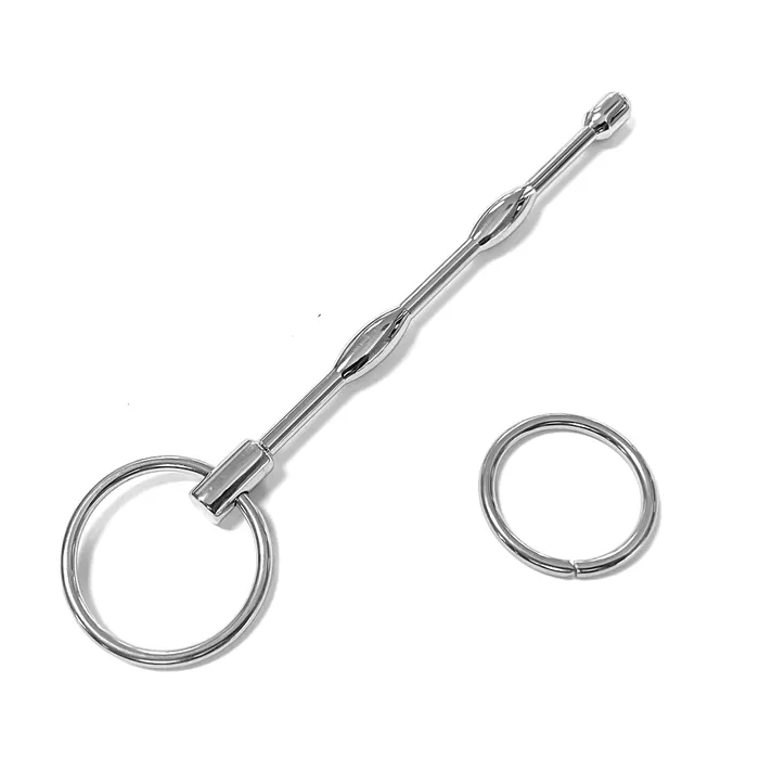 53X Male Sex Toys URETHRAL STAINLESS 5IN BEAD WITH RING END