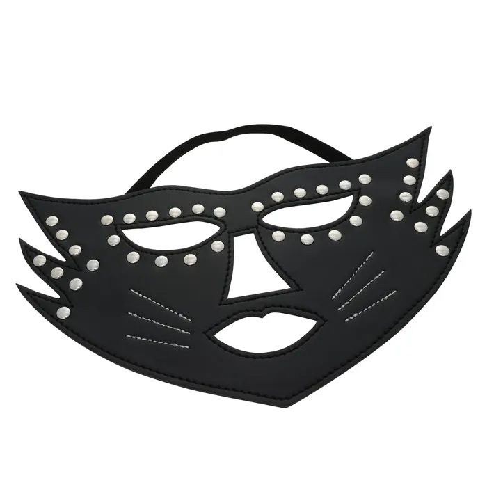 Anal 53X UNTAMED BLACK FAUX LEATHER STUDDED FULL FACE CAT MASK