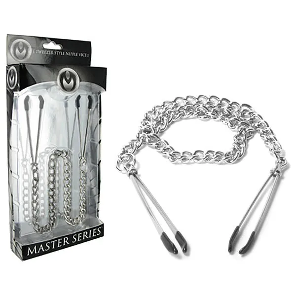 Couples Master Series Reign Tweezer Nipple Vice Metal Nipple Clamps with Chain XR Brands