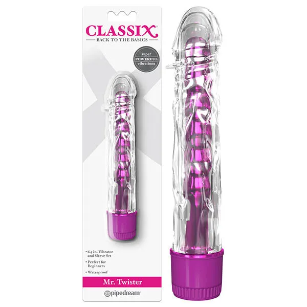 Pipedream Classix Mr Twister Metallic 165 cm 6 Vibrator with Clear Sleeve Female Sex Toys