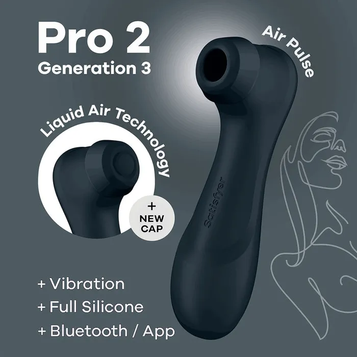 Satisfyer Female Sex Toys Satisfyer Pro 2 Generation 3 with App Control Dark Grey Dark Grey TouchFree USBRechargeable Clitoral Stimulator