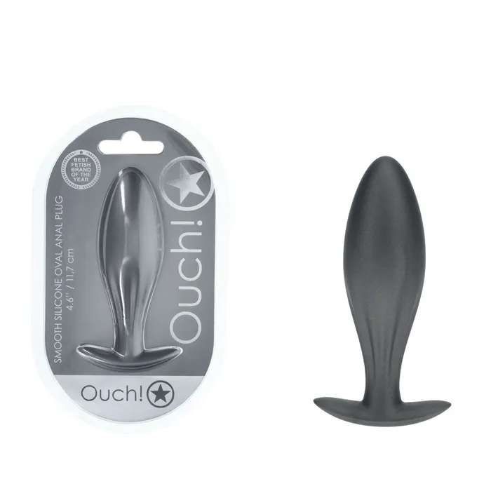 Shots Toys Anal OUCH Oval Anal Plug Gun Metal Gun Metal Grey 117 cm Butt Plug