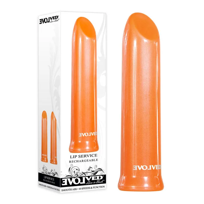 Vibrators Evolved Evolved Lip Service Orange 10 cm USB Rechargeable Lipstick Vibrator