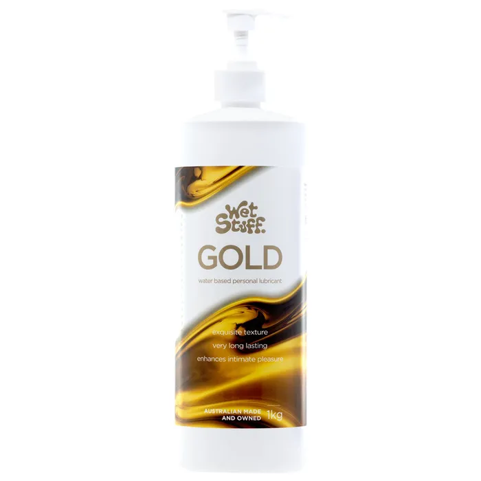 Wet Stuff Gold 1kg Pump Water Based Lubricant 1 kg Pump Bottle Wet Stuff Sexual Health Wellbeing