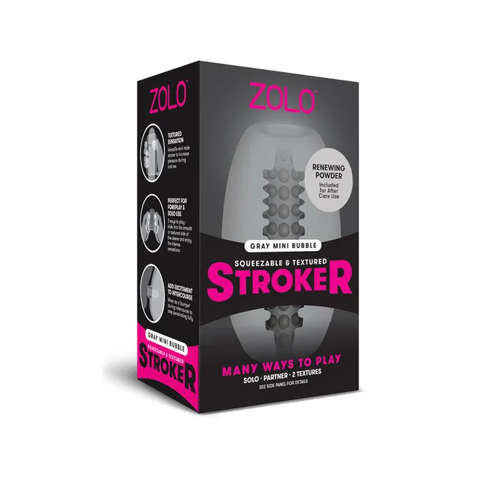 Zolo Grey Mini Bubble Stroker Grey Mini Stroker Zolo Male Sex Toys